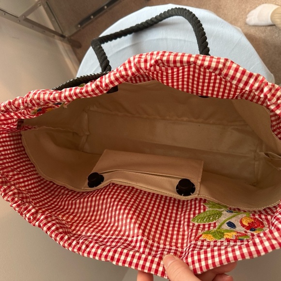 Black O Bag with Gingham Insert - Picture 6 of 6